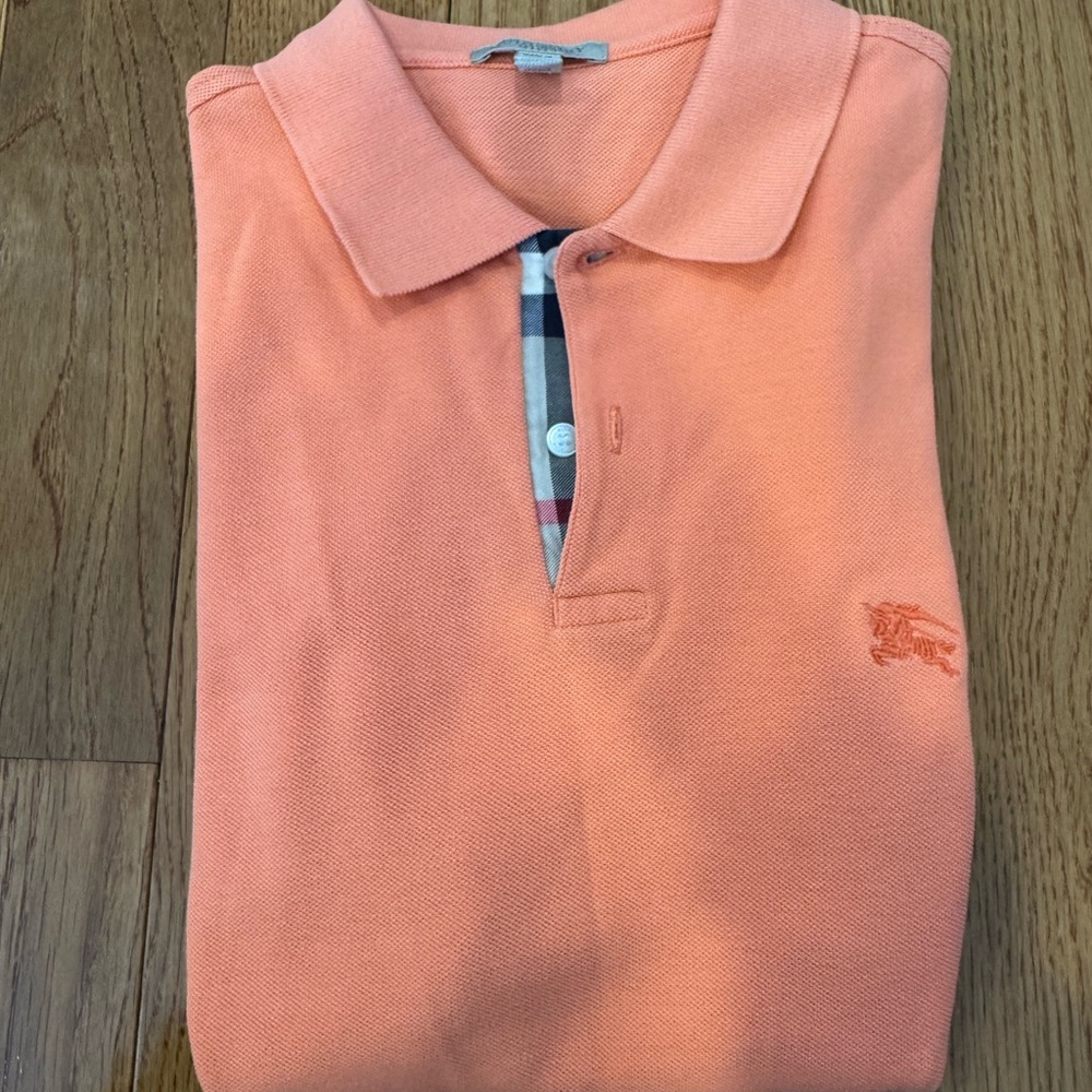 Burberry Men's Polo Shirt in Vibrant Orange